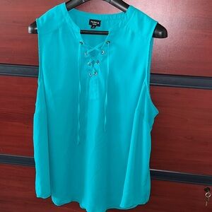 Torrid Turquoise Lace-Up Sleeveless Blouse